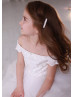 Beaded Off Shoulder Ivory Lace Tulle Flower Girl Dress